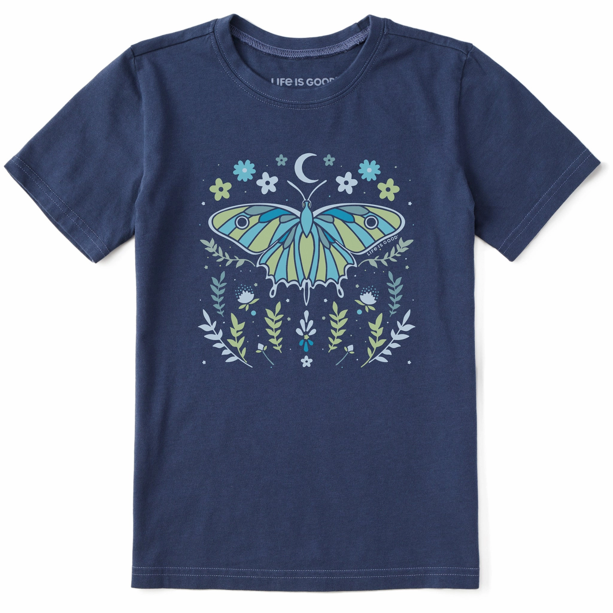 Sleek Look color blocking Kids Butterfly Wildflowers Short Sleeve Crusher Tee