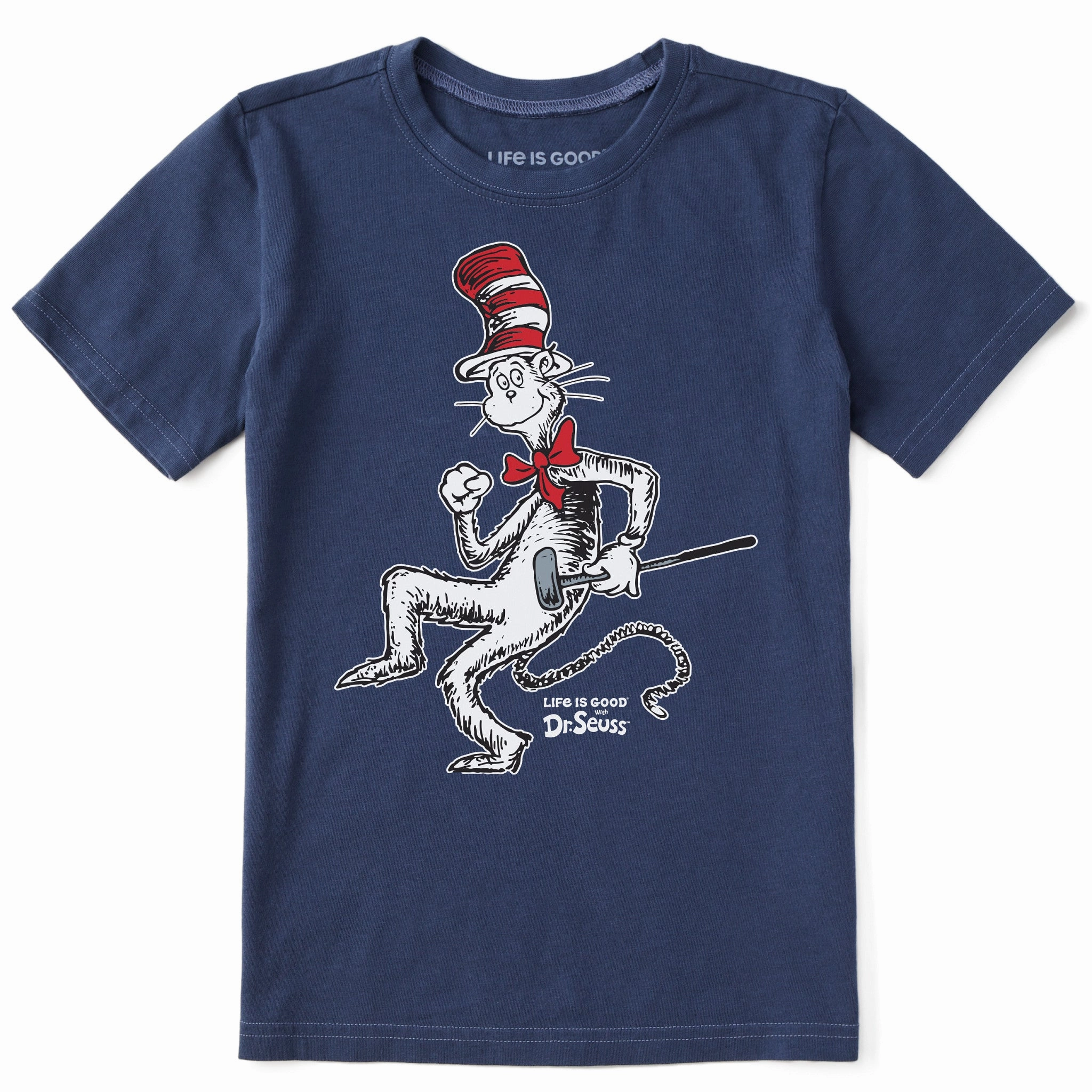 Durable Color Retention Contrast Inner Binding Kids Cat in the Hat Golf Short Sleeve Crusher Tee