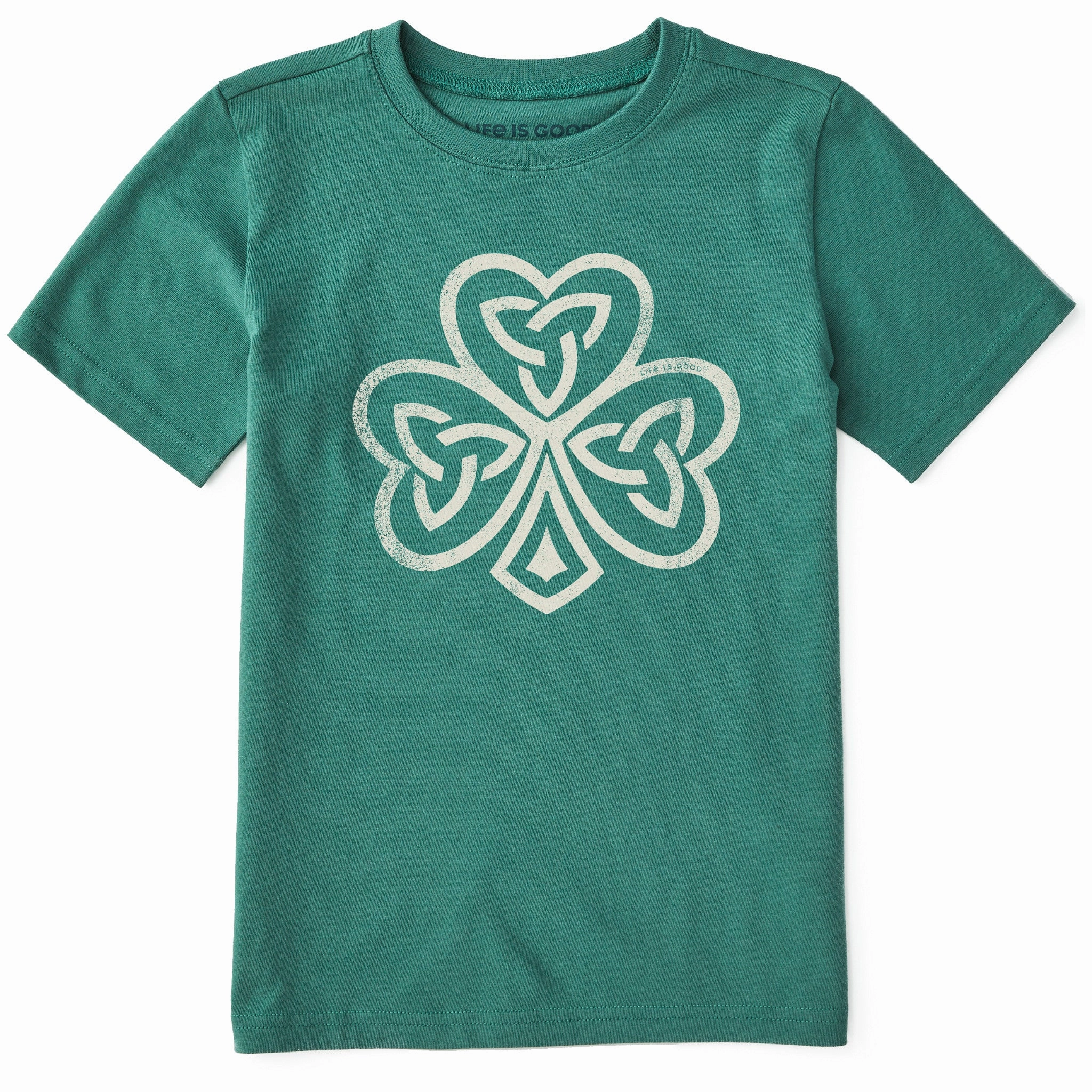 Comfy Active Fit Wrinkle Resistant Kids Celtic Irish Clover Short Sleeve Crusher Tee