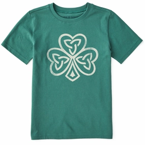 Comfy Active Fit Wrinkle Resistant Kids Celtic Irish Clover Short Sleeve Crusher Tee