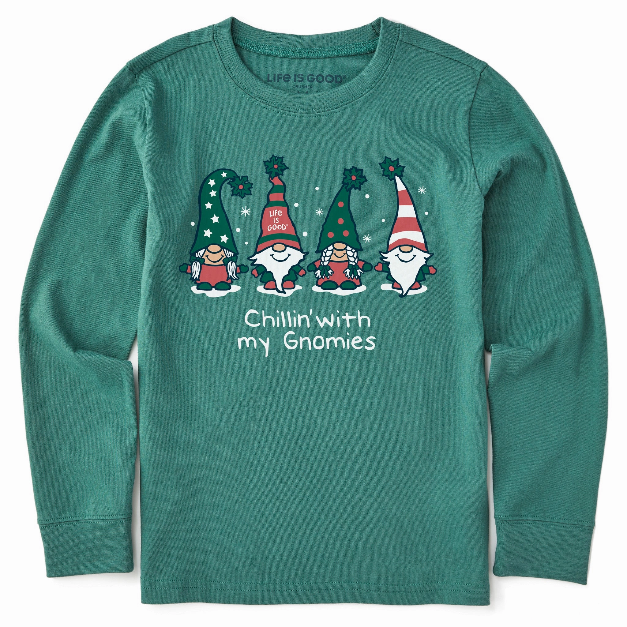 Stretch Fit Kids Chillin' with my Gnomies Fam Long Sleeve Crusher Tee