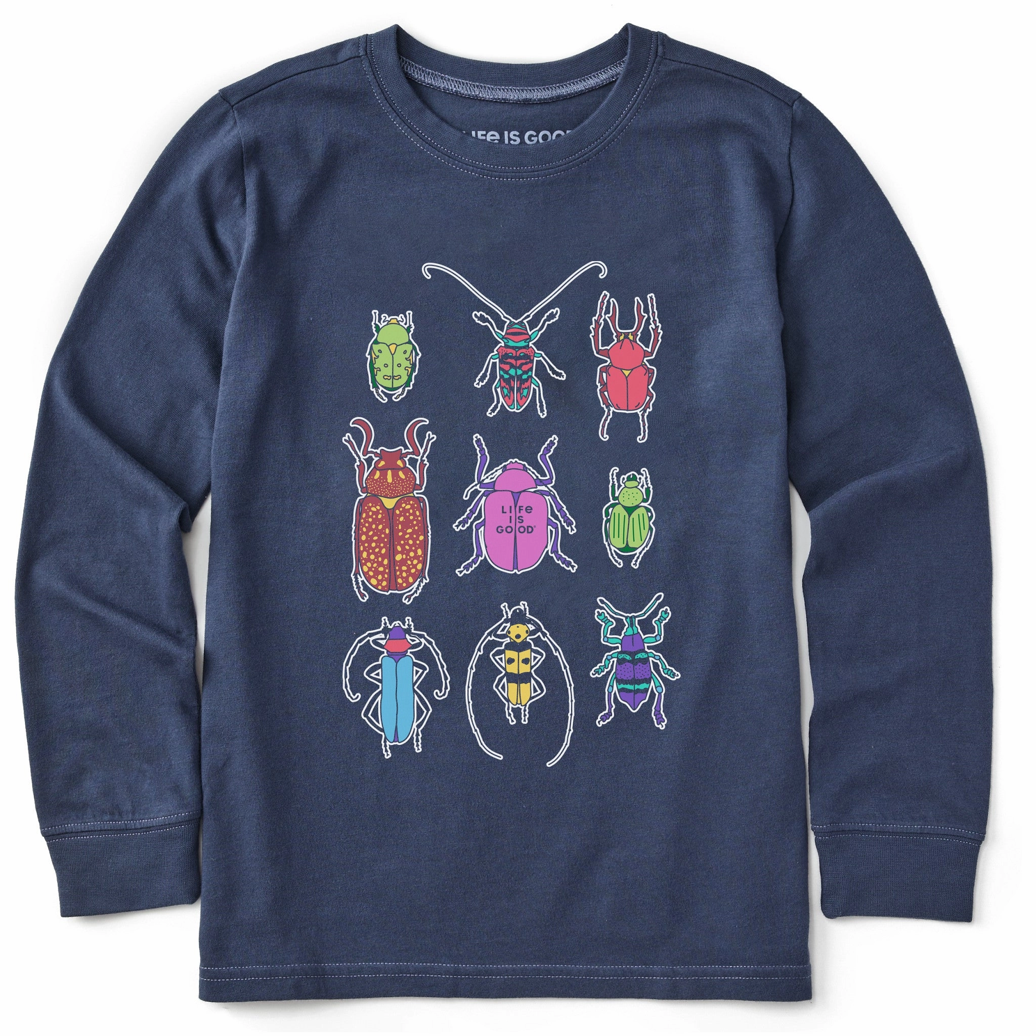 Stylish Fit Kids Cool Bug Grid Long Sleeve Crusher Tee