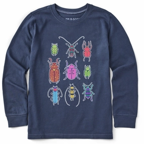 Kids Cool Bug Grid Long Sleeve Crusher Tee Comfortable apparel Cozy Comfort Design