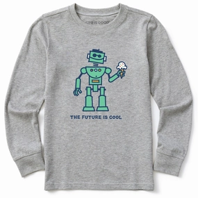Relaxed Look Fit for Everyone Kids Cool Robot Long Sleeve Crusher Tee
