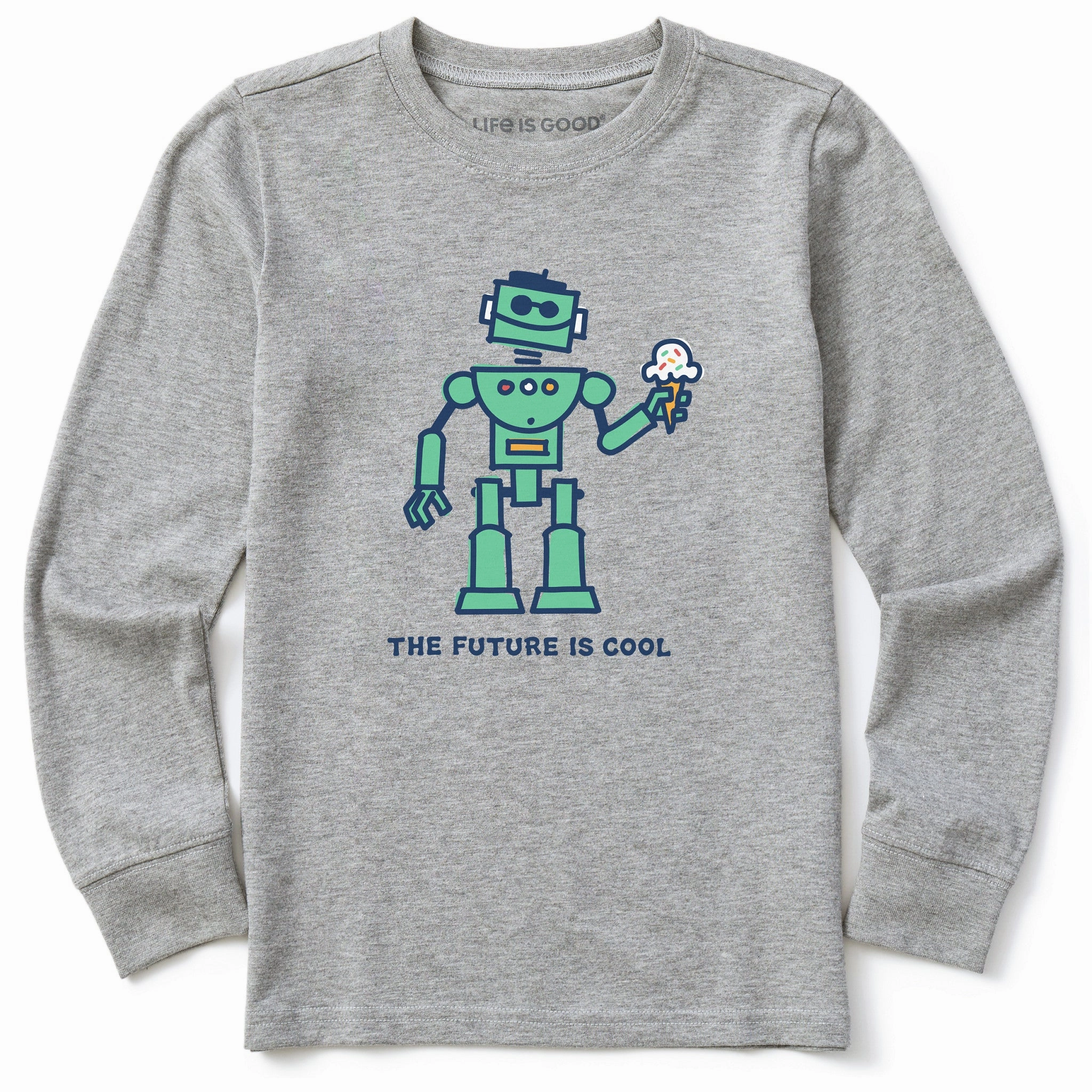 Minimalist Stitching Simple Comfort Kids Cool Robot Long Sleeve Crusher Tee