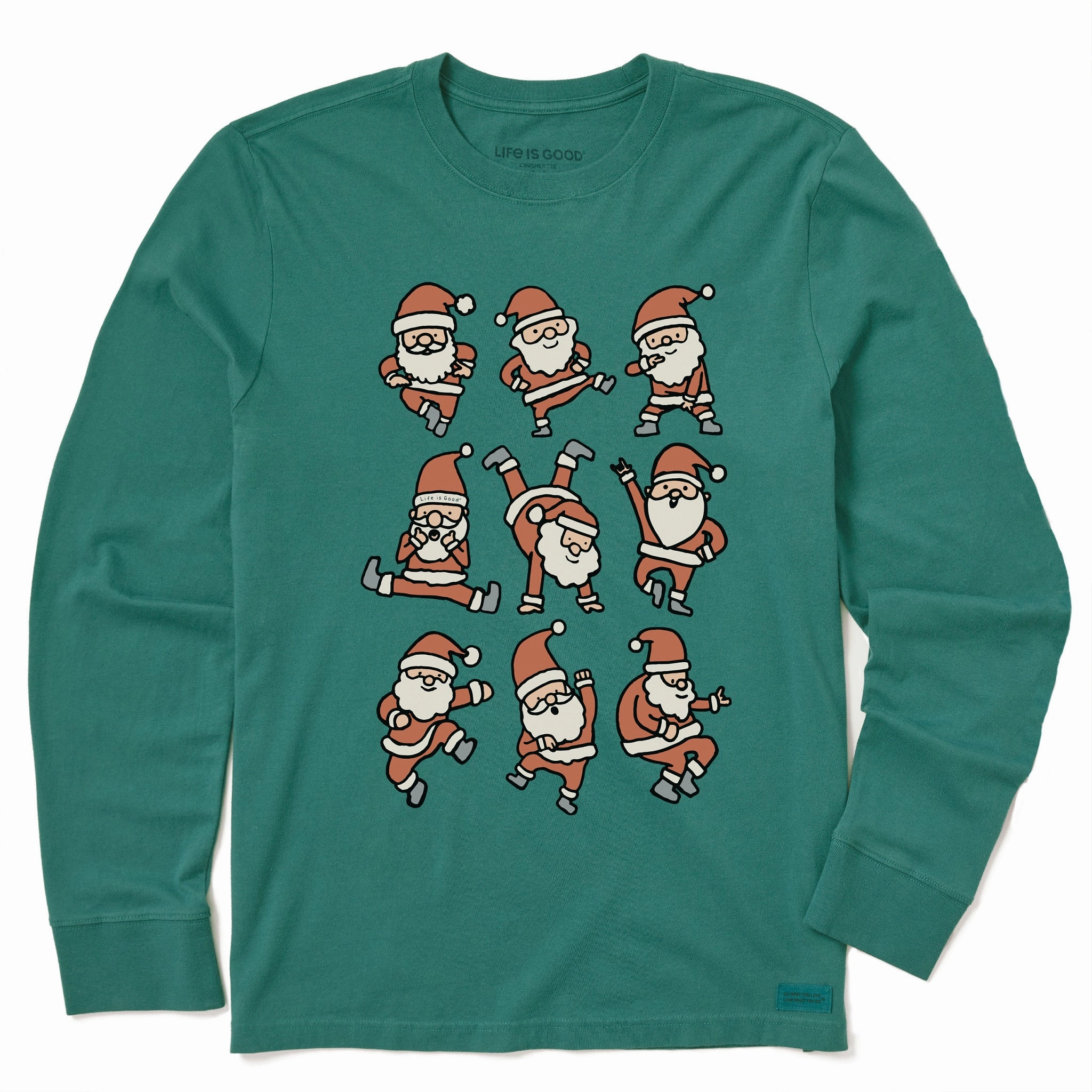 Kids Dancing Santas Grid Long Sleeve Crusher Tee Perfect for Any Outfit Trendy Fashion