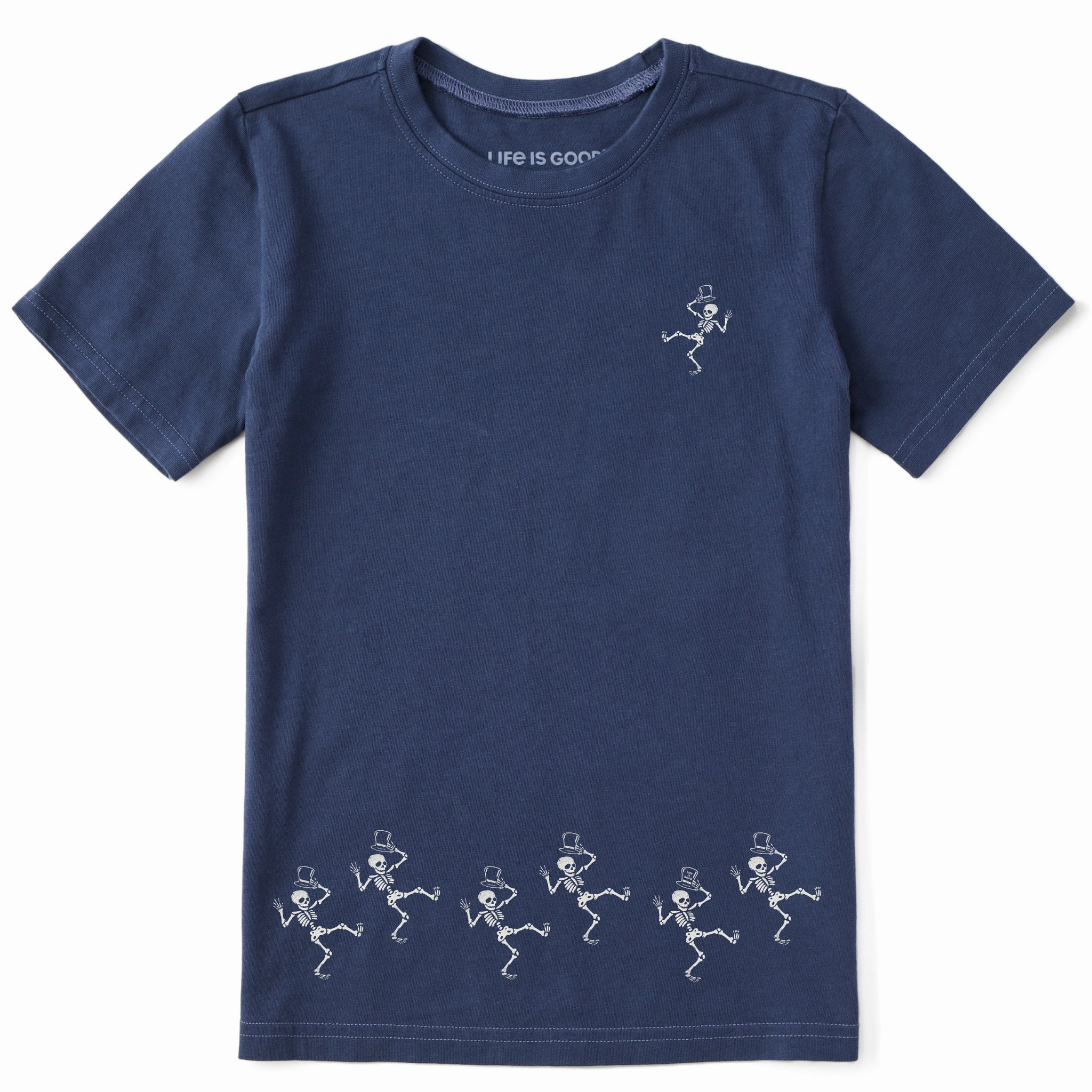 Casual Comfort Fit Kids Dancing Spooky Skeletons Short Sleeve Crusher Tee