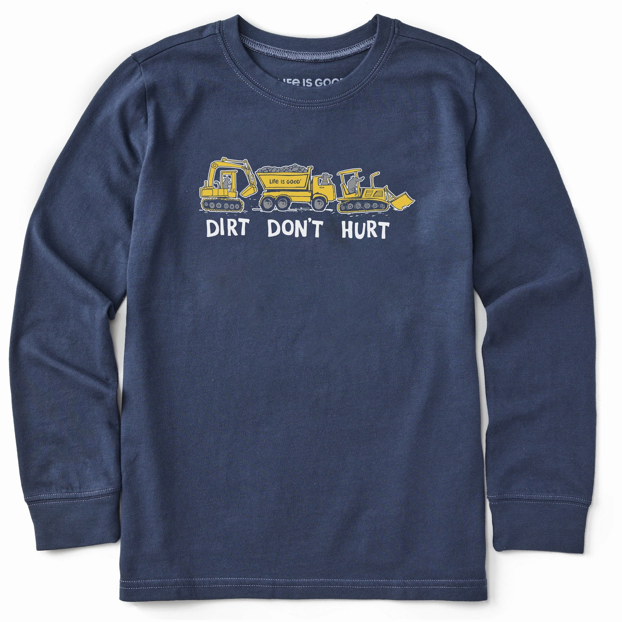 Kids Dirt Dont Hurt Long Sleeve Crusher Tee Breathable Wearable Bold Comfort