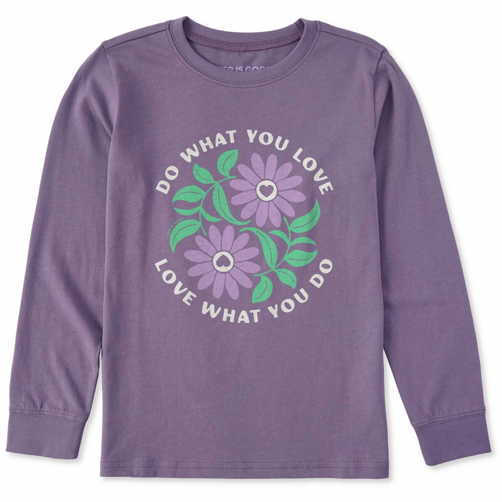 Kids Do What You Love Yin Yang Flowers Long Sleeve Crusher Tee Easy-Going Style