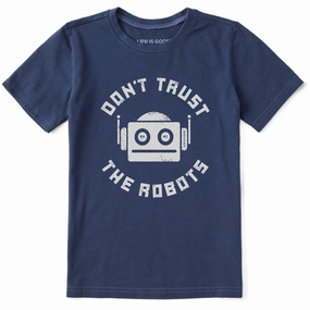 Modern Comfort Style Kids Don't Trust the Robots Short Sleeve Crusher Tee