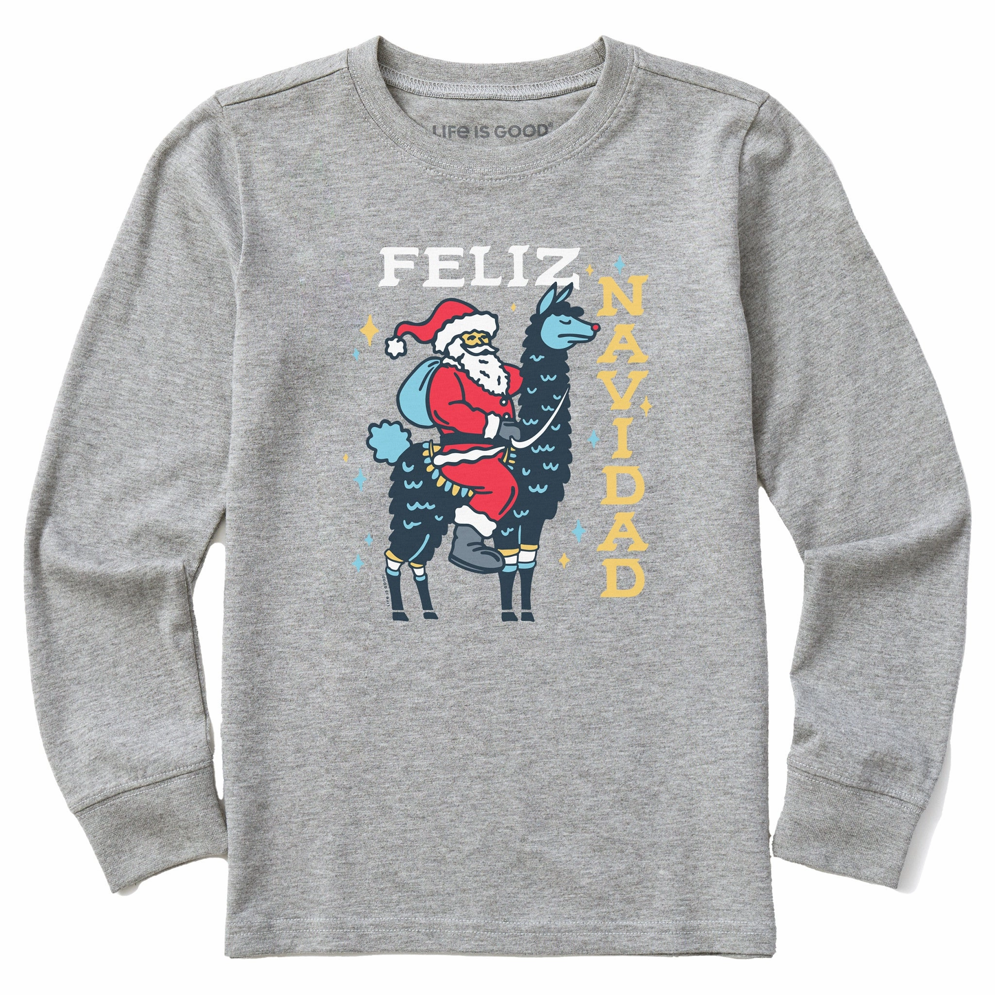 Essential Casual Kids Feliz Navidad Llama Long Sleeve Crusher Tee