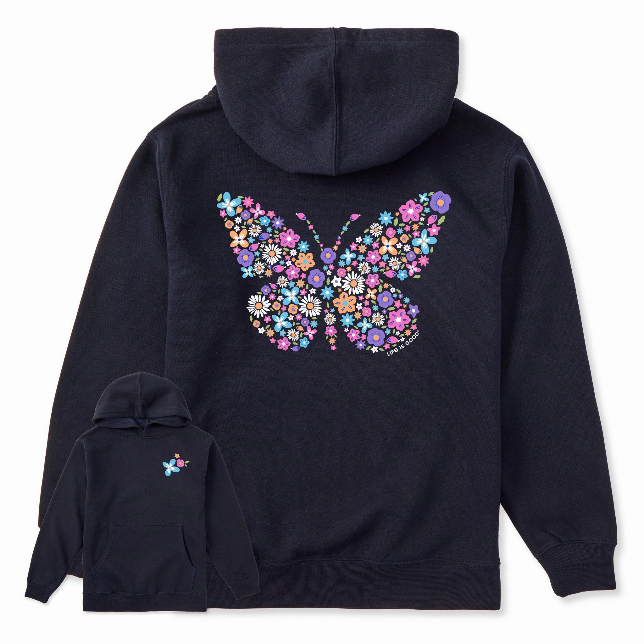 Long sleeved warmth Kids Floral Butterfly Every Wear Hoodie Sweatshirt