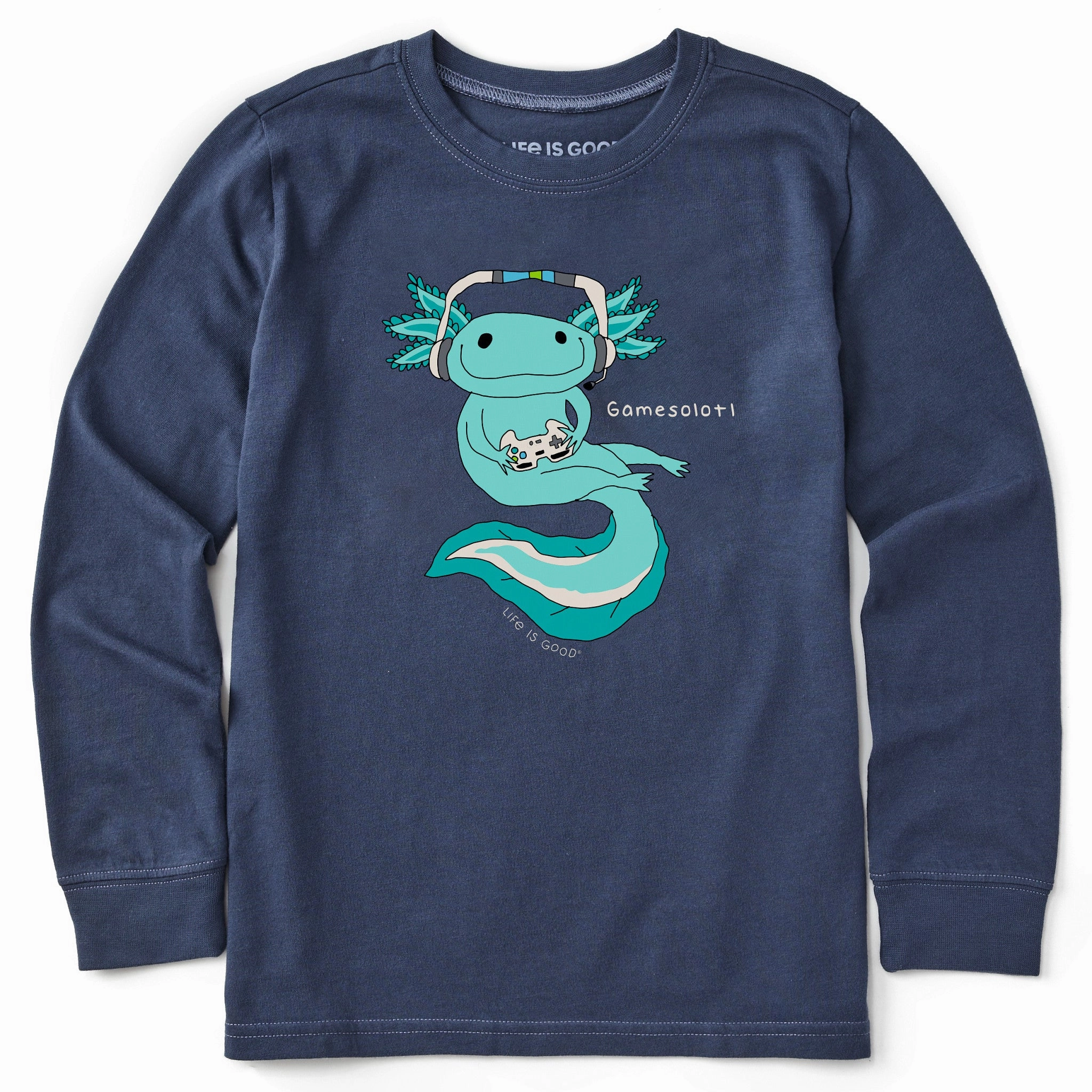 Loose fitting comfort TearResistant Fabric Kids Gamesolotl Long Sleeve Crusher Tee