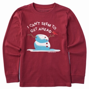 Kids Get Ahead Snowman Long Sleeve Crusher Tee Quick Dry Material