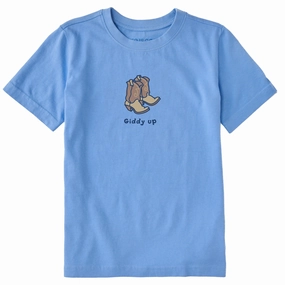 Feminine Touch Kids Giddy Up Cowboy Boots Short Sleeve Crusher Tee