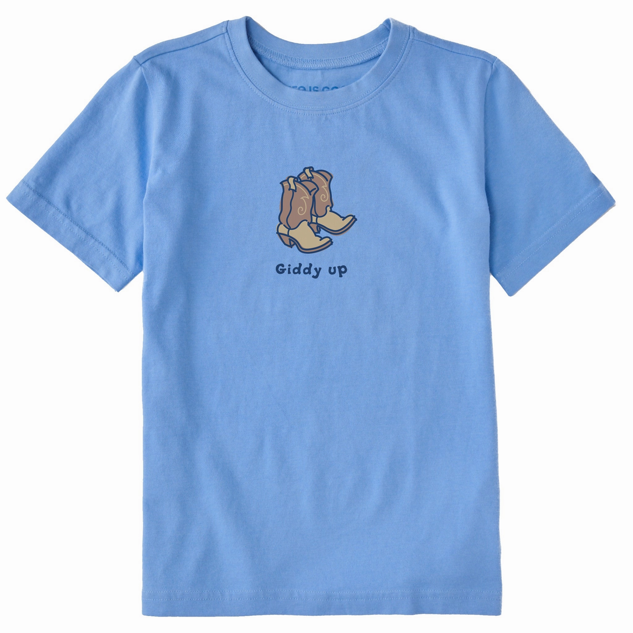 Kids Giddy Up Cowboy Boots Short Sleeve Crusher Tee Comfort Design