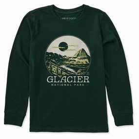 Wrinkle Resistant Material Kids Glacier Park Long Sleeve Crusher Tee