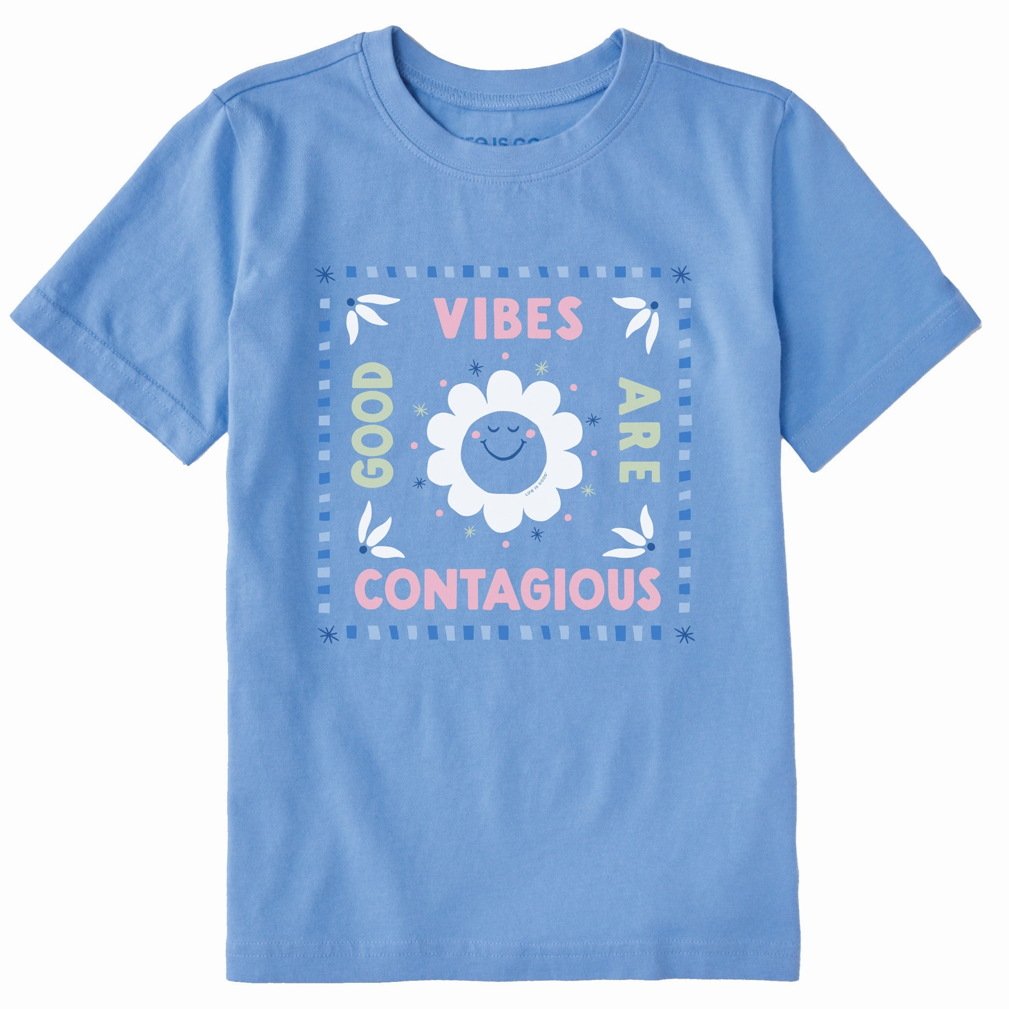 Kids Good Vibes are Contagious Sun Short Sleeve Crusher Tee Cozy Flex Reinforced Hems
