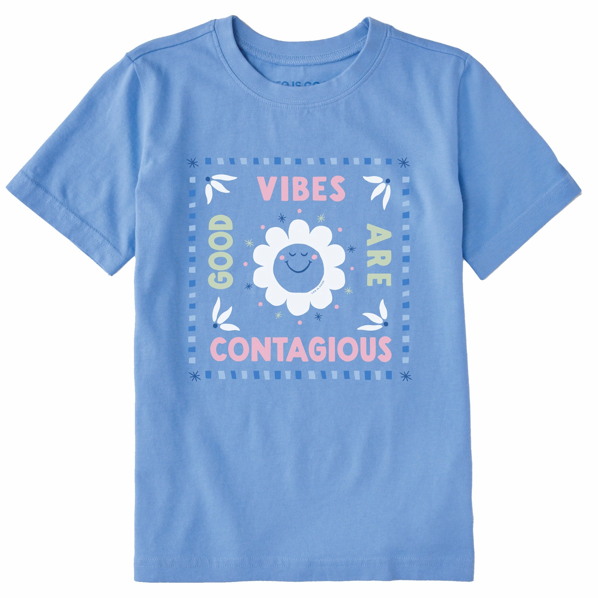 Kids Good Vibes are Contagious Sun Short Sleeve Crusher Tee Casual Fashion