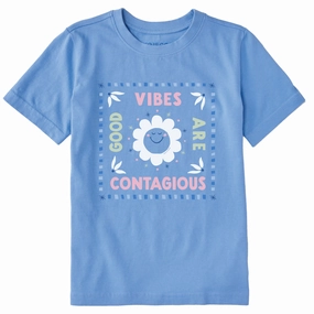Kids Good Vibes are Contagious Sun Short Sleeve Crusher Tee Cozy Flex Reinforced Hems