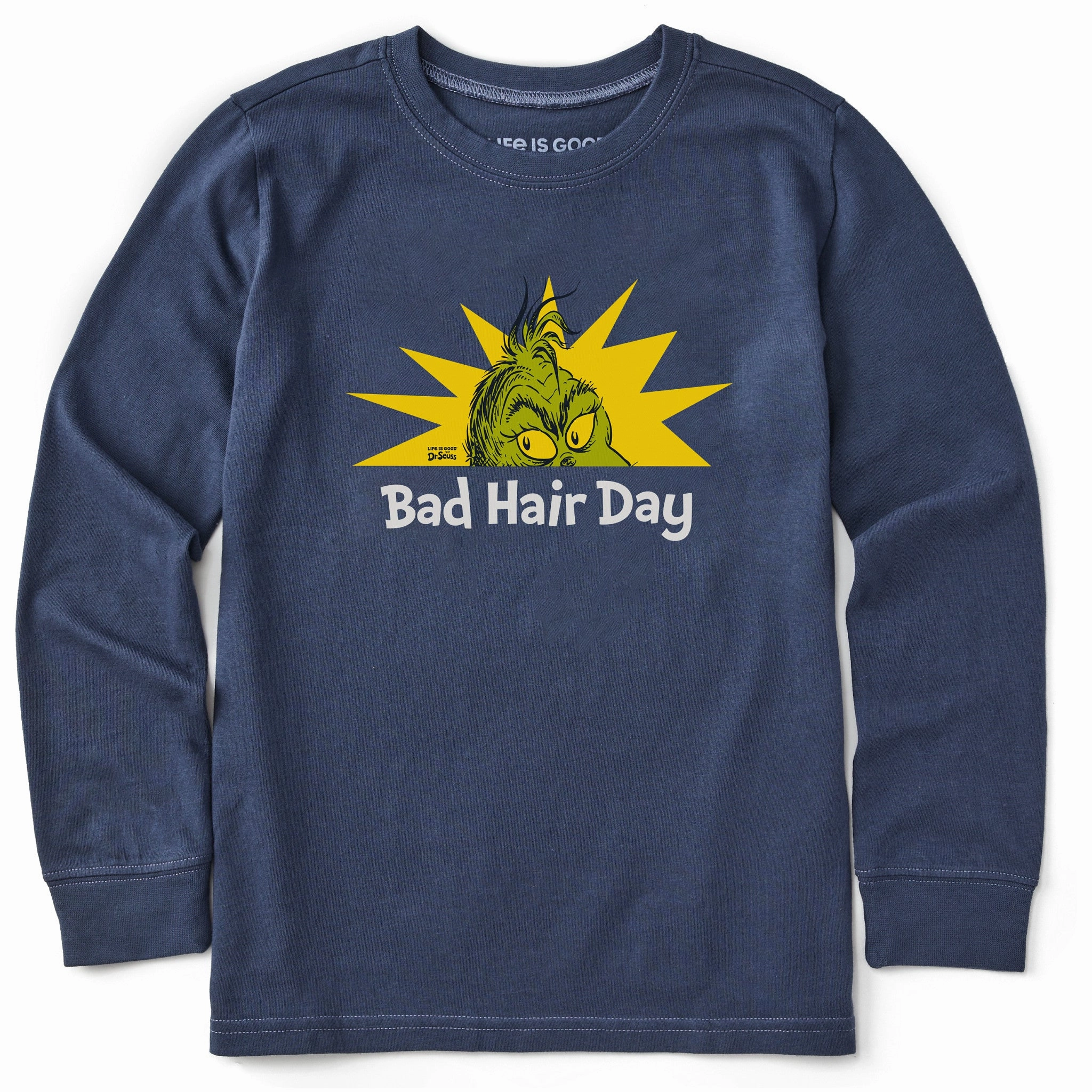 Seasonal Smart Kids Grinch Bad Hair Day Long Sleeve Crusher Tee