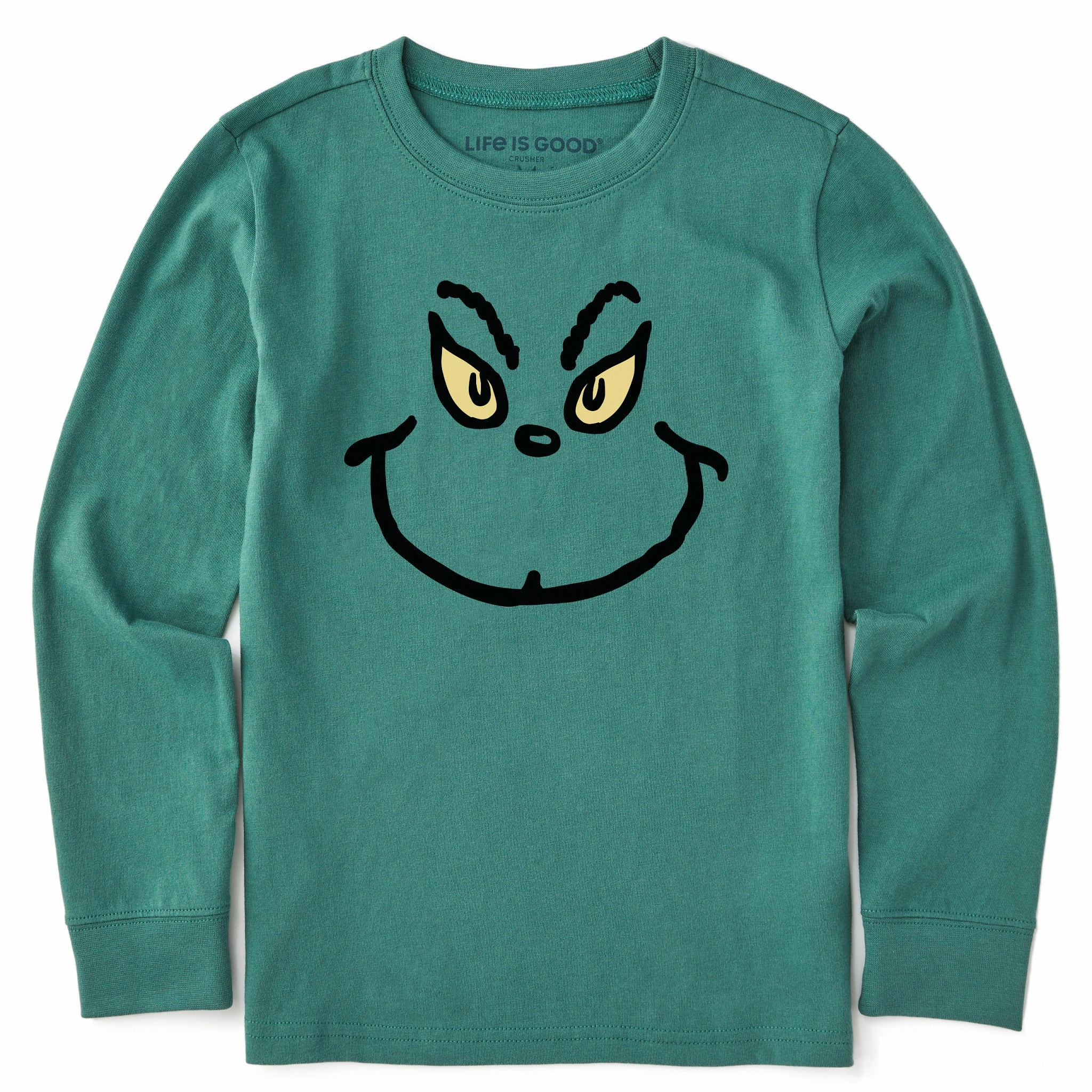 Travel Light Kids Grinch Grin Long Sleeve Crusher Tee