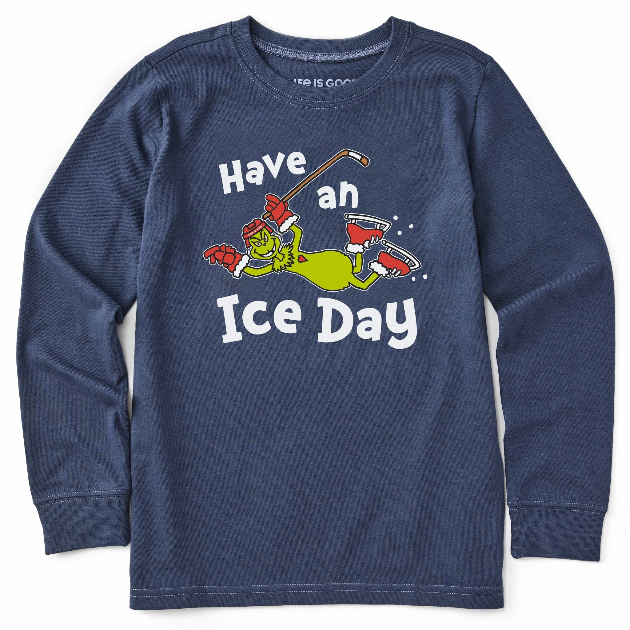 Comfort Wear Fit SkinFriendlyFibers Kids Grinch Have an Ice Day Hockey Long Sleeve Crusher Tee