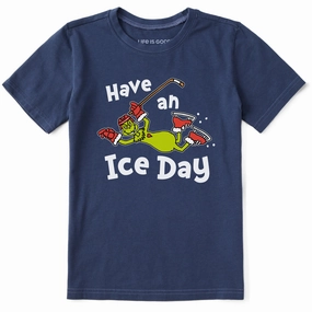 Universal Silhouette Simple Wear Kids Grinch Have an Ice Day Hockey Short Sleeve Crusher Tee