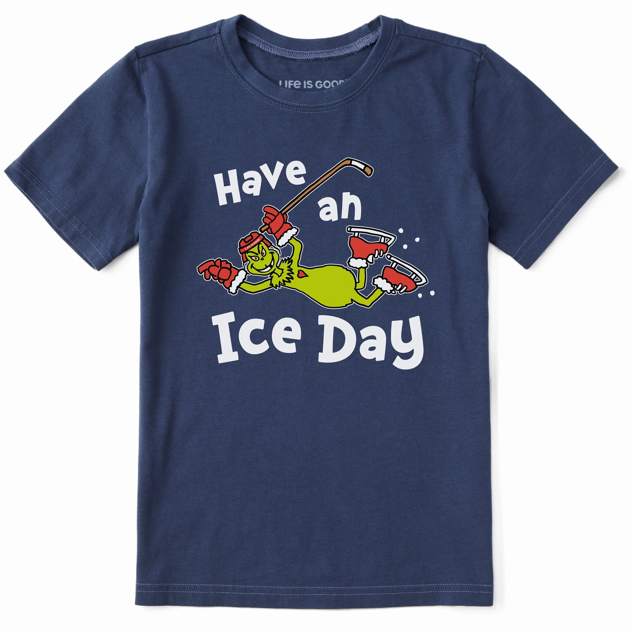 Fit Comfort Kids Grinch Have an Ice Day Hockey Short Sleeve Crusher Tee