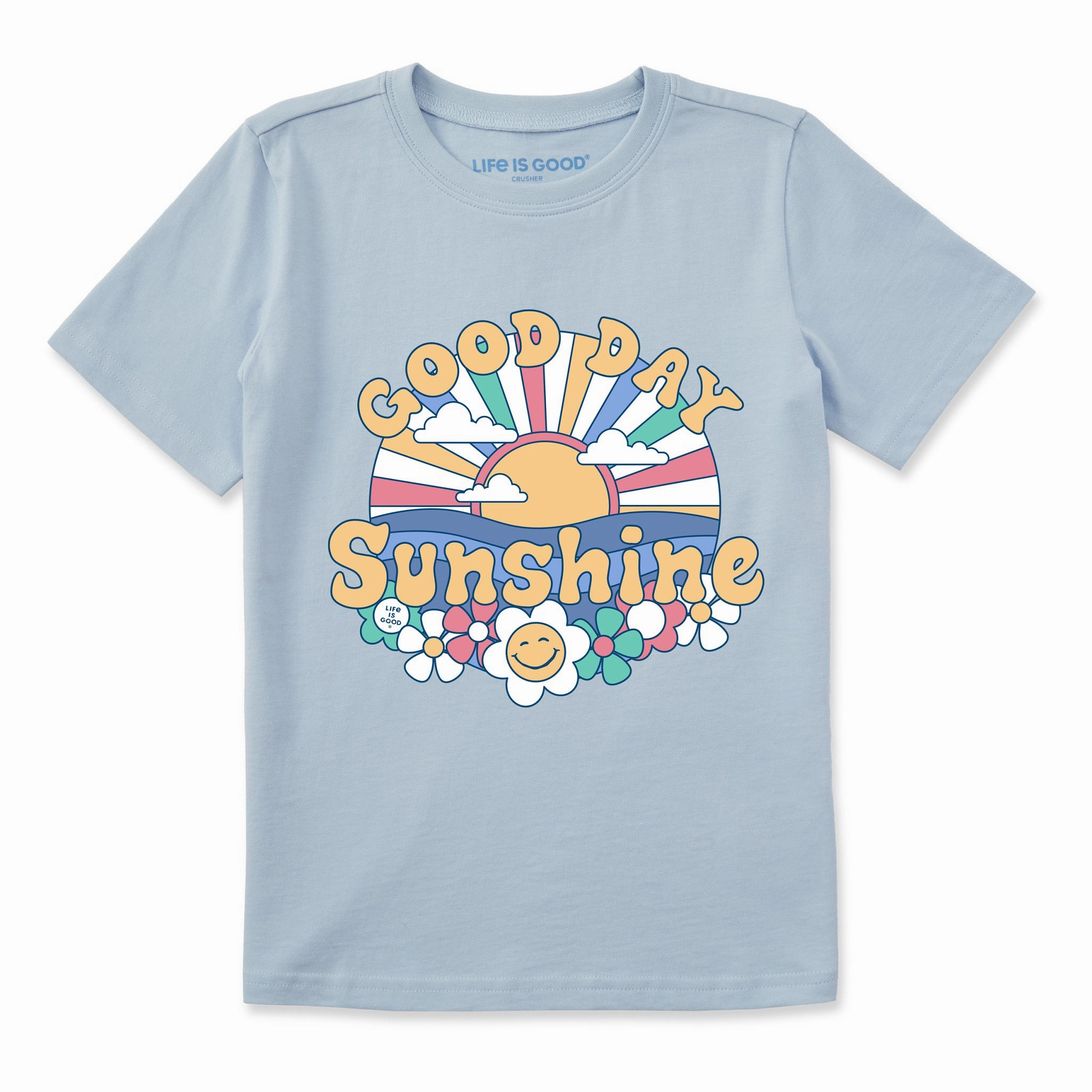 Teenager coolness Kids Groovy Good Day Sunshine Short Sleeve Crusher Tee