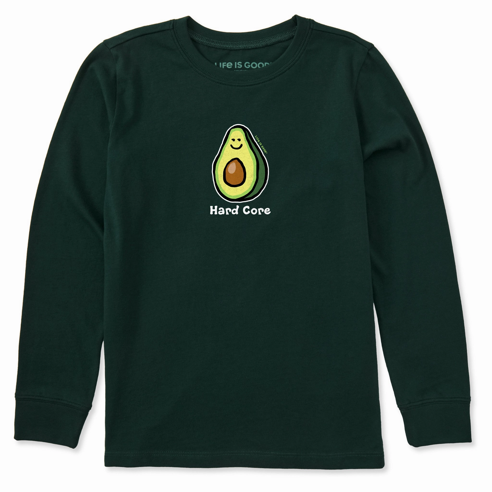 Everyday Style Trend Bright and Bold Kids Hard Core Avocado Long Sleeve Crusher Tee