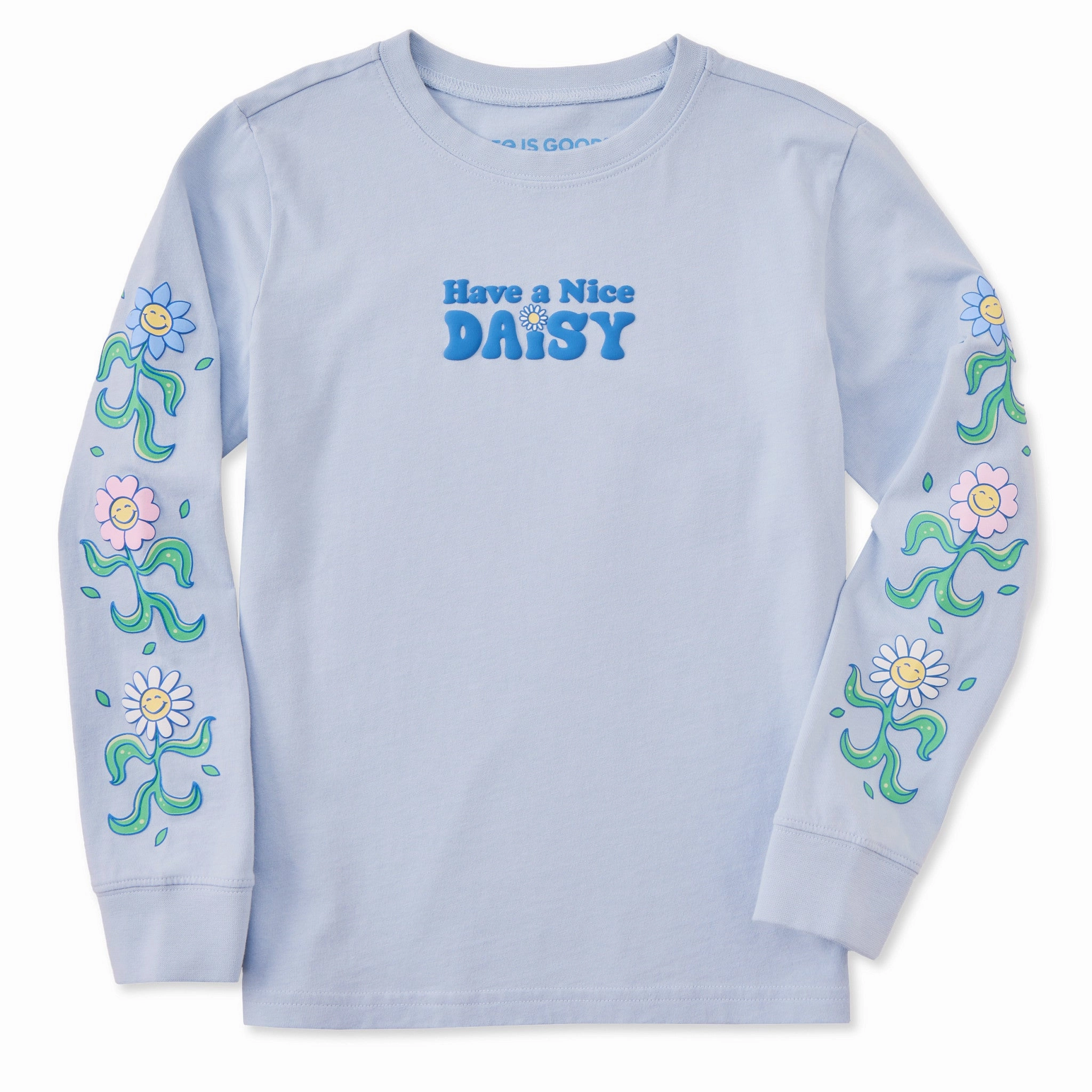 Casual Style Kids Have A Nice Daisy Flower Long Sleeve Crusher Tee