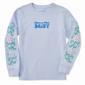 Kids Have A Nice Daisy Flower Long Sleeve Crusher Tee Sustainable Dye Process