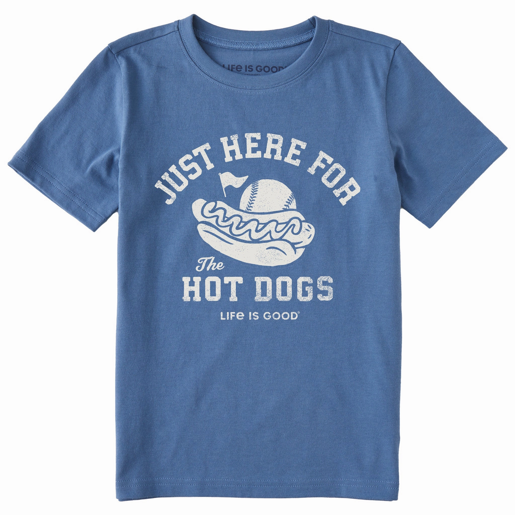 Comfortable And Versatile Pastel color Kids Here for the Hot Dogs Baseball Short Sleeve Crusher Tee