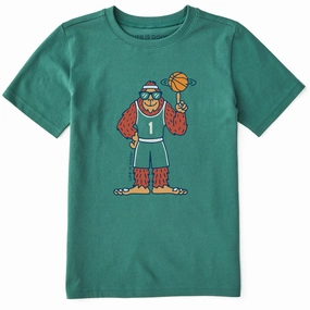 Kids Hoopin' Bigfoot Short Sleeve Crusher Tee Cozy and Soft Bohemian