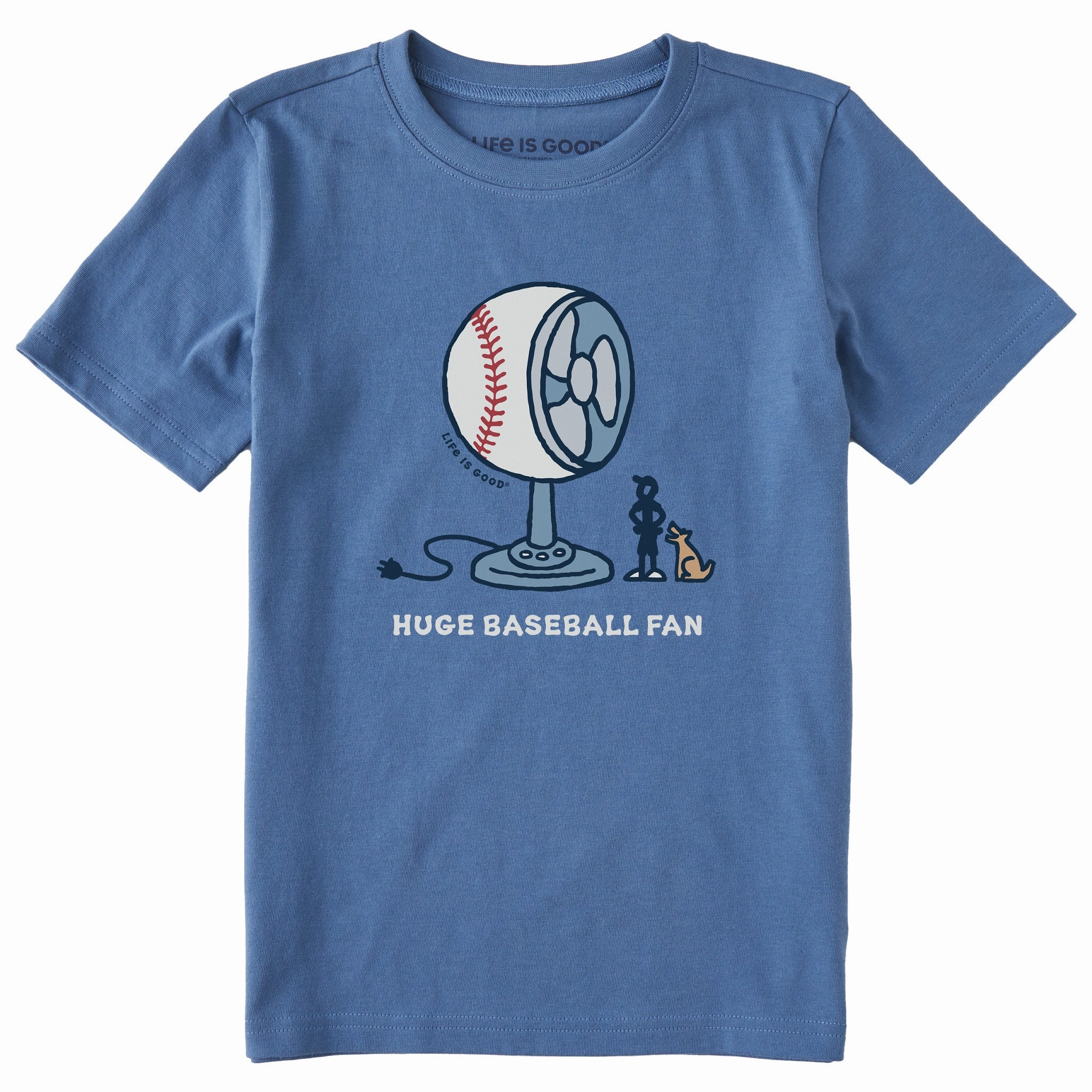 School Uniform Midweight Knit Kids Huge Baseball Fan Short Sleeve Crusher Tee