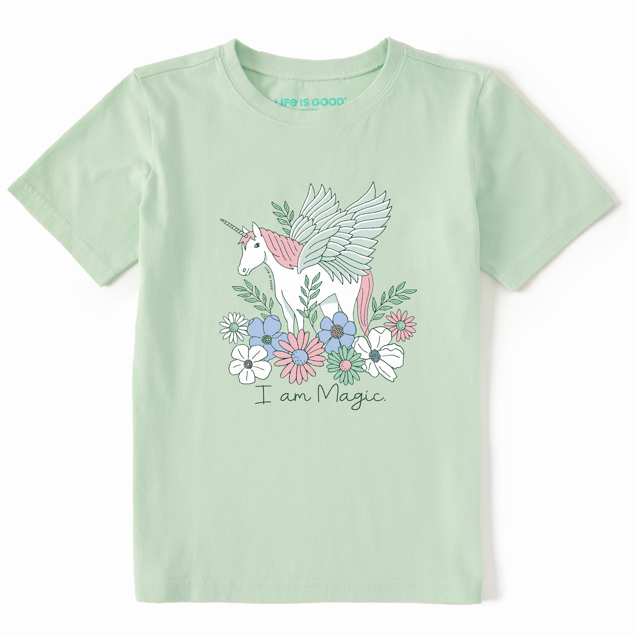 All-day Comfort Kids I am Magic Unicorn Pegasus Short Sleeve Crusher Tee