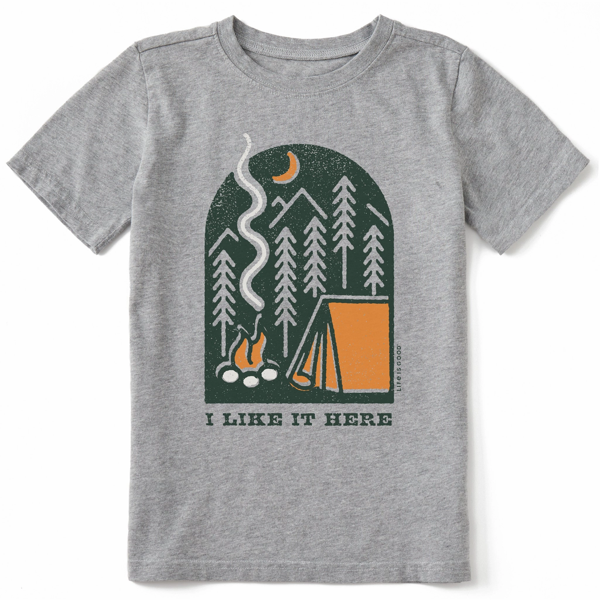 Kids I Like it Here at the Campsite Short Sleeve Crusher Tee Fun and Comfortable