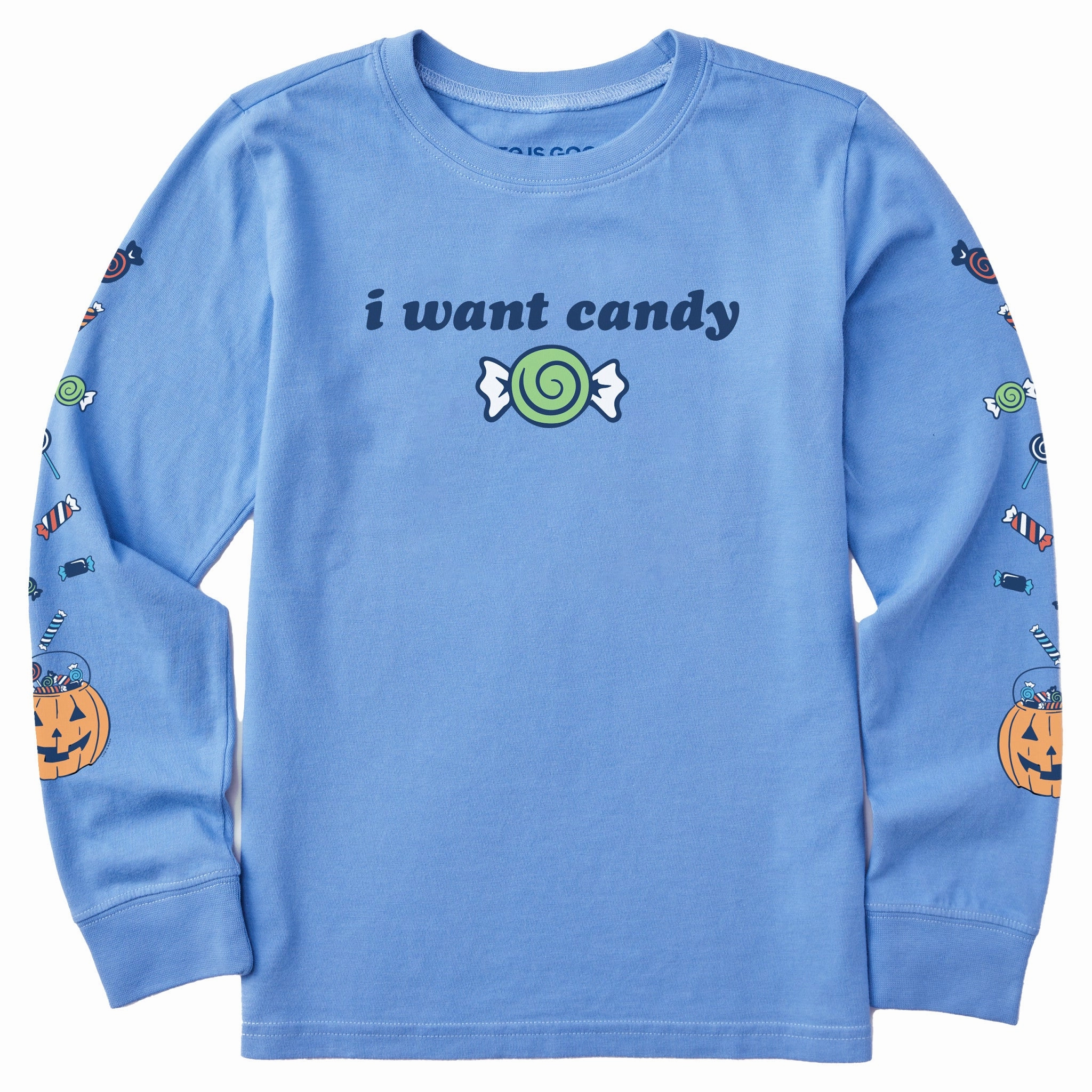 Kids I Want Candy Long Sleeve Crusher Tee Fade Resistant Coating