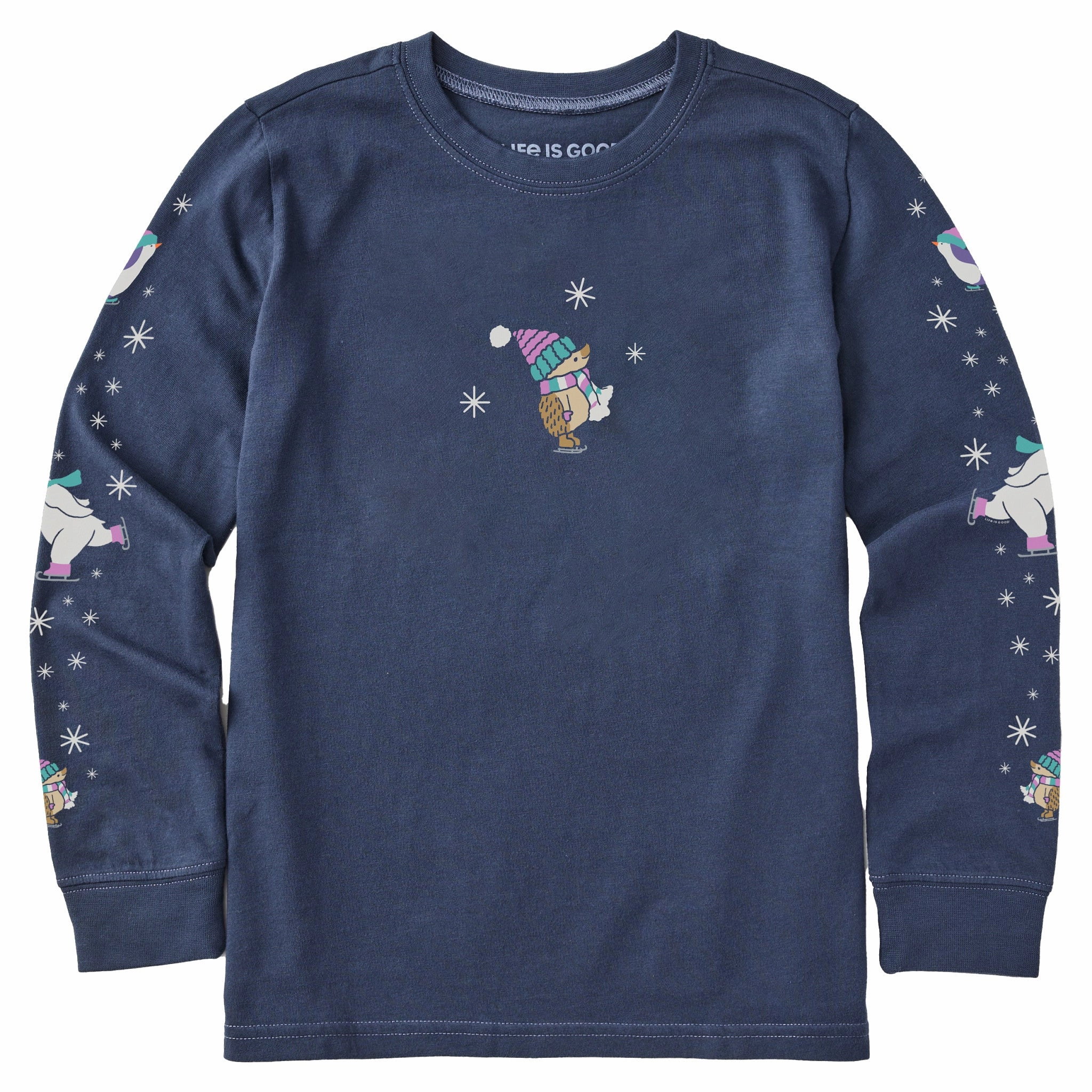 Kids Ice Skating Cuties Long Sleeve Crusher Tee Non Restrictive Fit