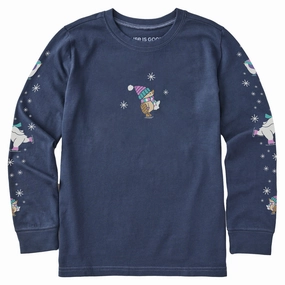 Kids Ice Skating Cuties Long Sleeve Crusher Tee Chilly Layer
