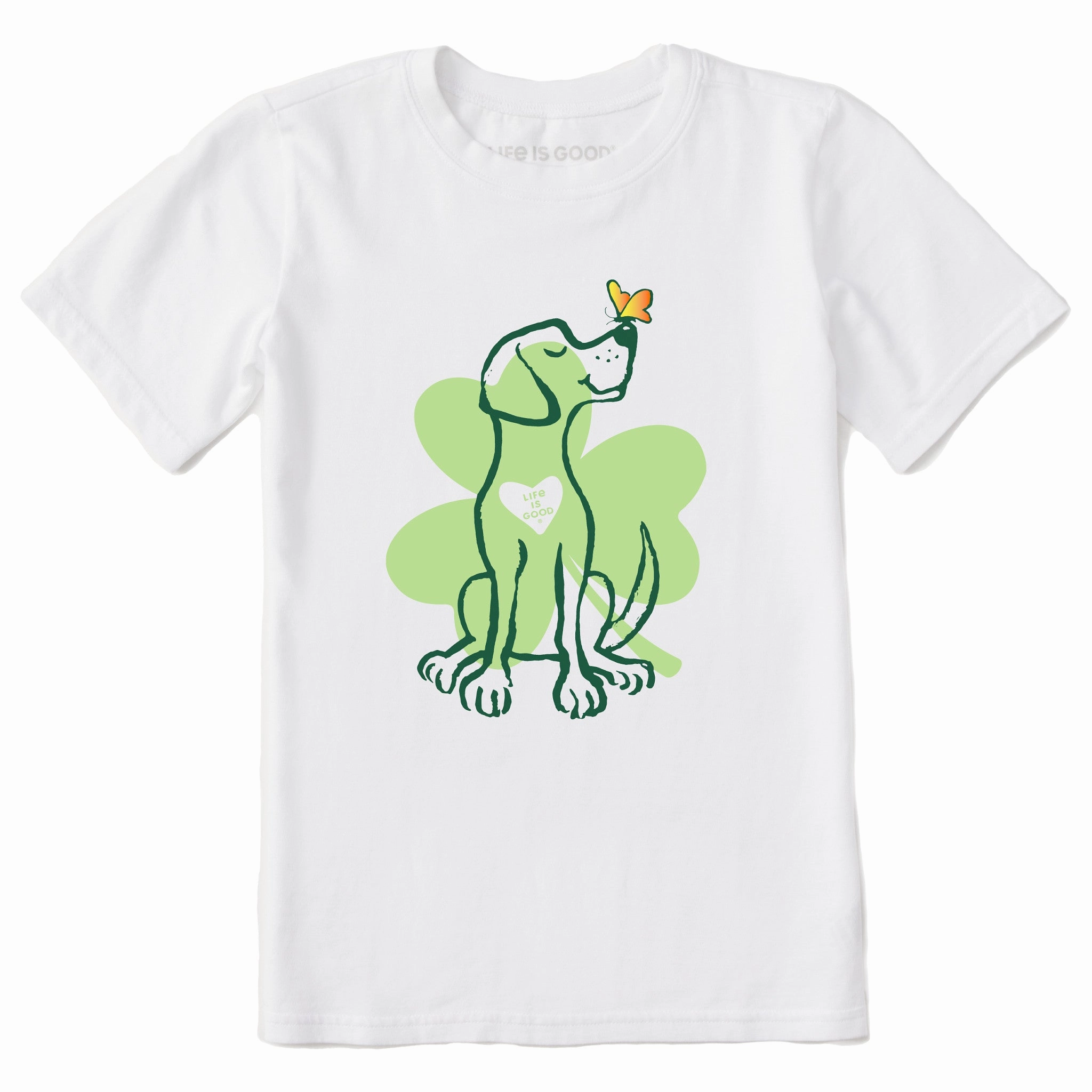 Kids Irish Spring Clover Dog Short Sleeve Crusher Tee Soft Touch Fit Cool Vibes