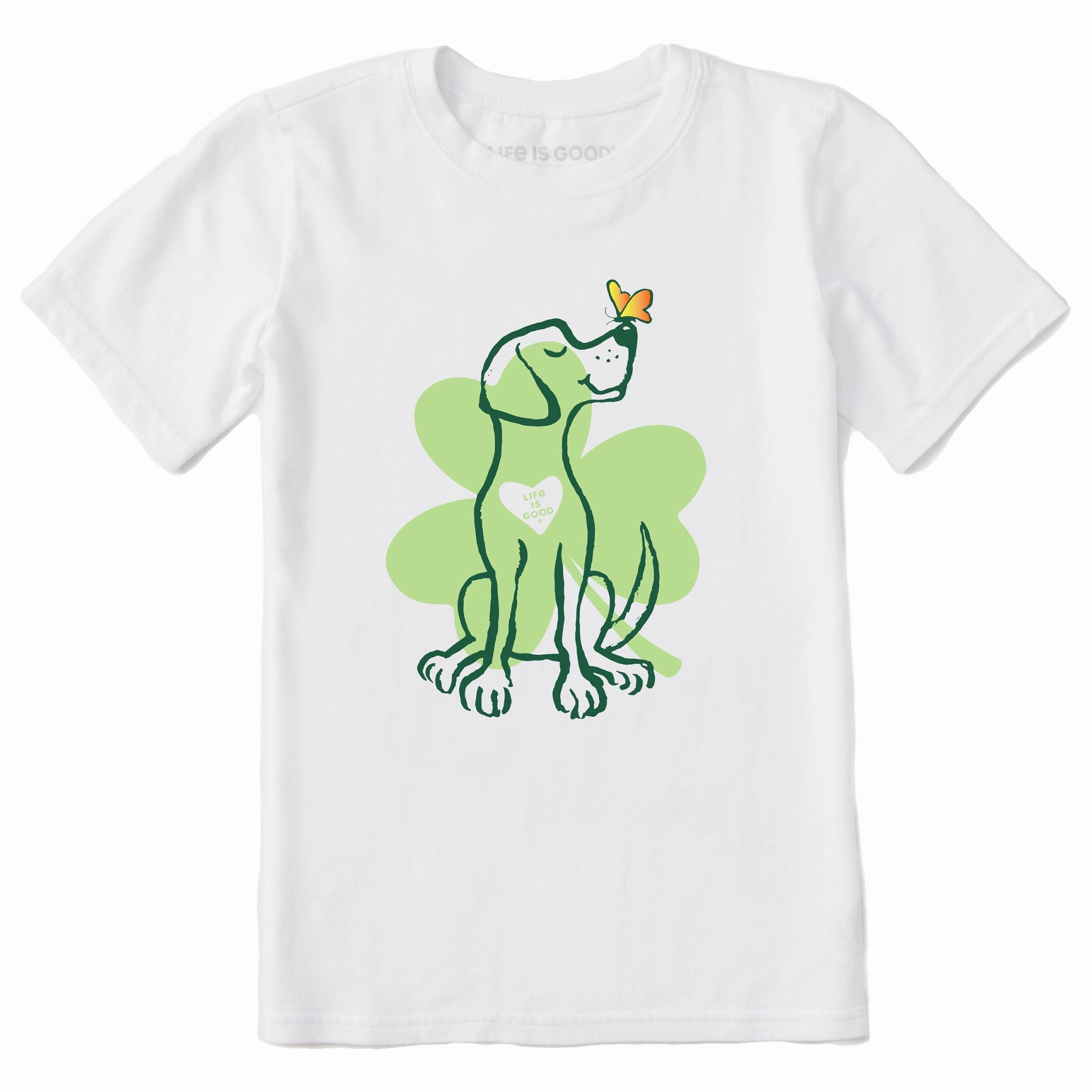 Kids Irish Spring Clover Dog Short Sleeve Crusher Tee Light Style