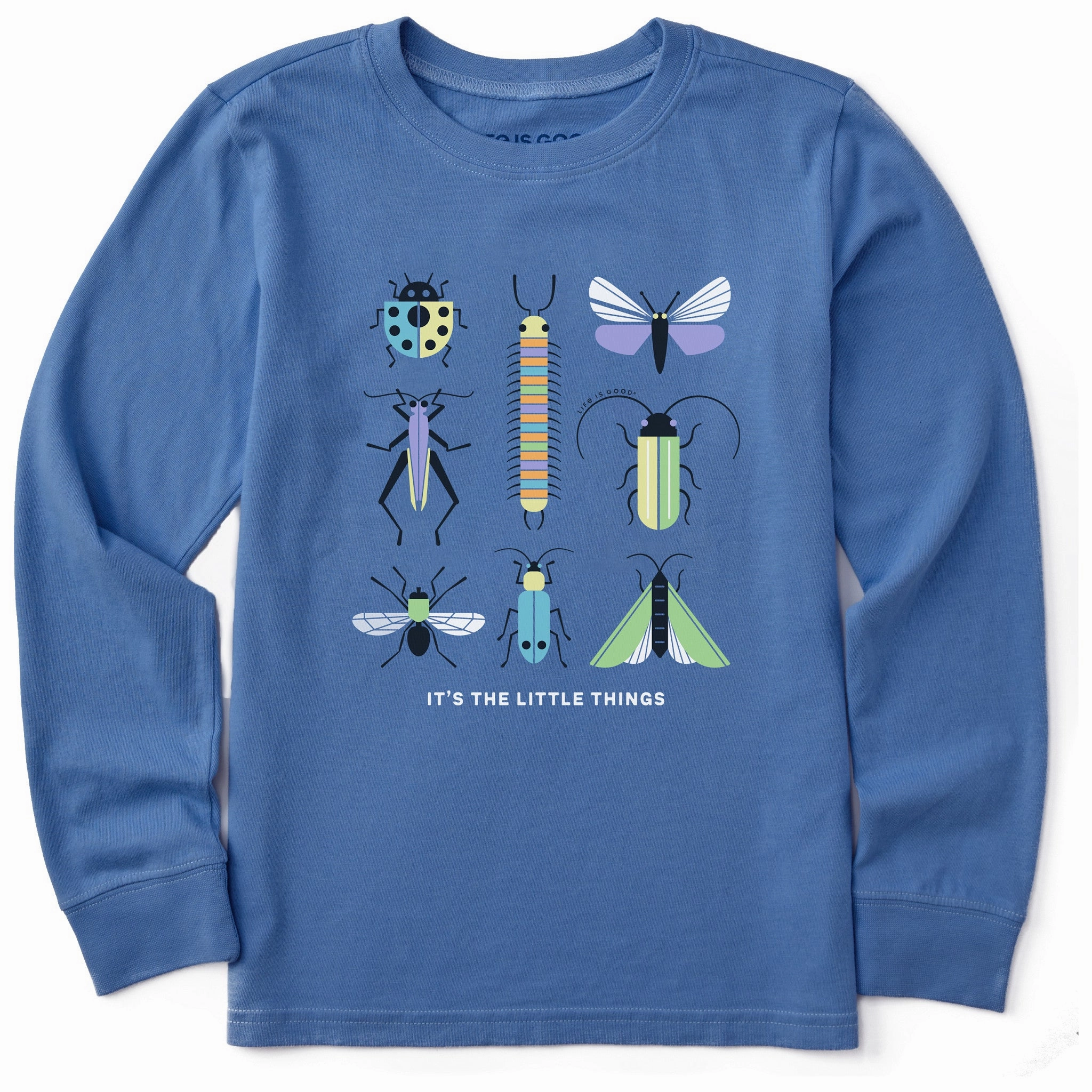 Smooth Jersey Texture Relaxed Design Kids It's the Little Things Bugs Long Sleeve Crusher Tee