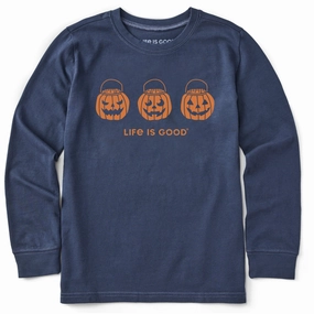 Sleek Waist Basic Wear Kids Jack O Lantern Trio Long Sleeve Crusher Tee