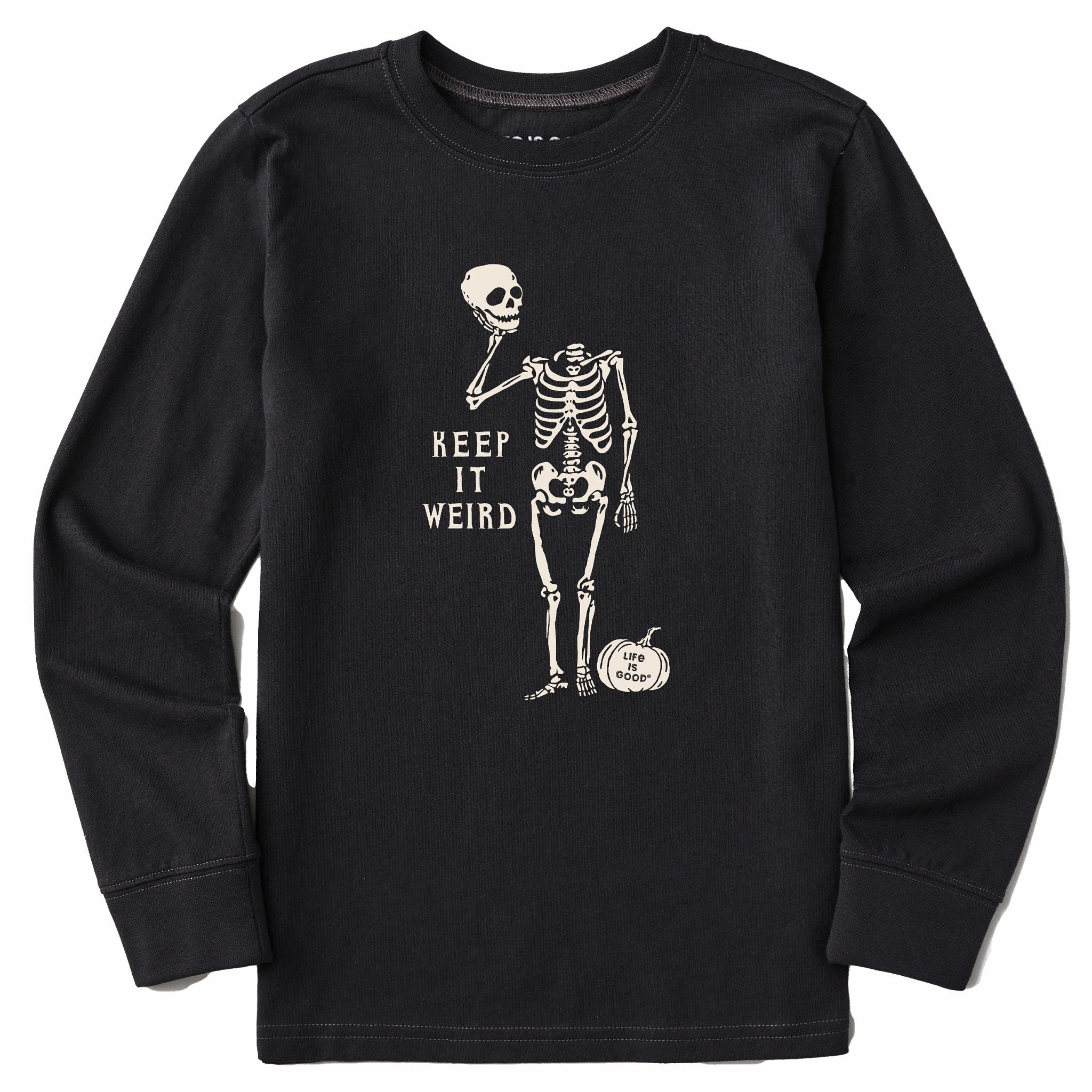 Kids Keep it Weird Skeleton Long Sleeve Crusher Tee Versatile Top Relaxed Fit