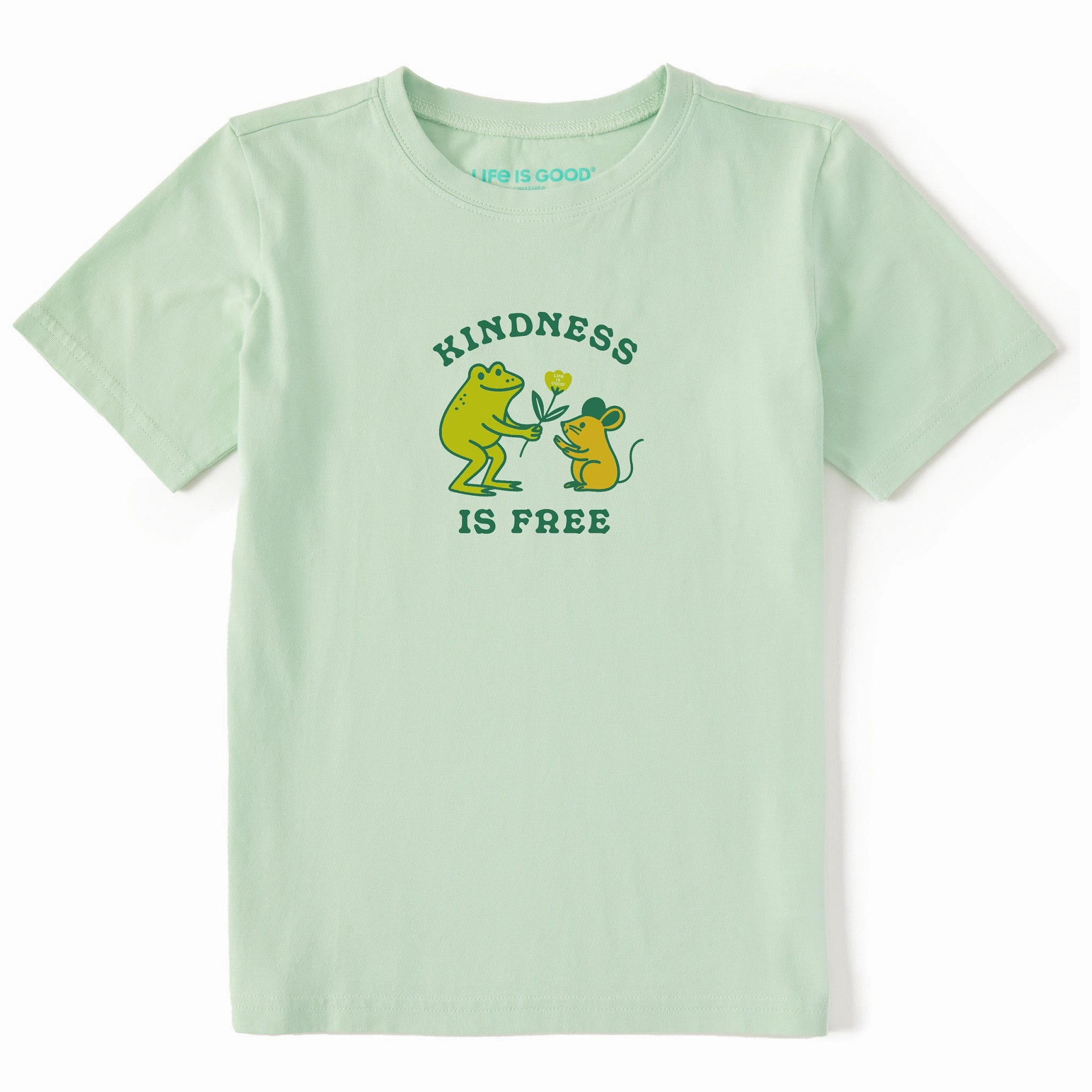 suitable for all genders Feminine Fit Kids Kindness is Free Frog Mouse Short Sleeve Crusher Tee