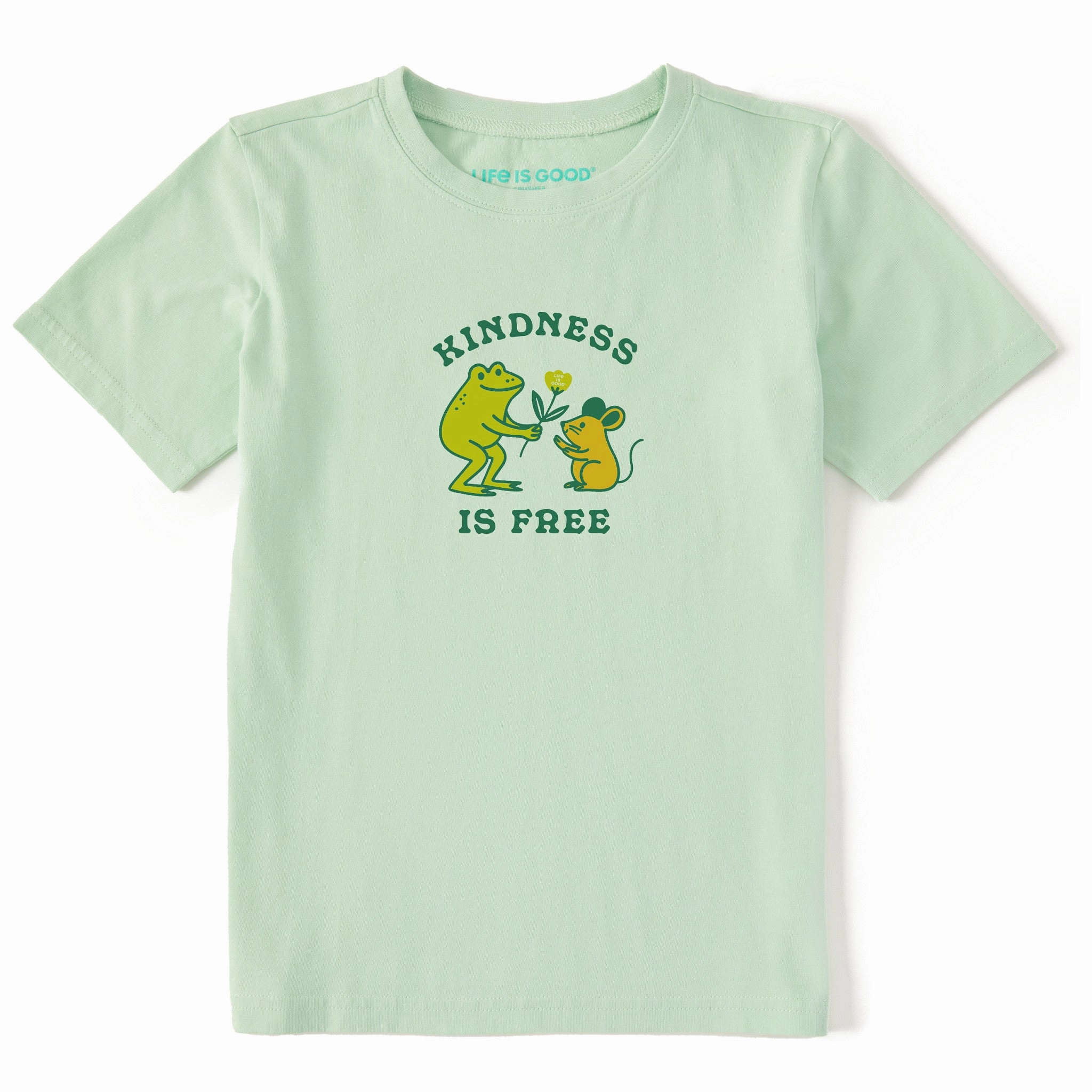Kids Kindness is Free Frog Mouse Short Sleeve Crusher Tee Reinforced Shoulder Stitching