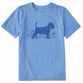 Kids Leaves Beagle Puppy Short Sleeve Crusher Tee Travel Comfort Style Sporty Layer Look