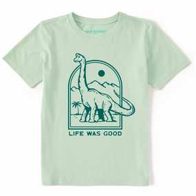 Sporty Fit Kids Life Was Good Dinosaur Short Sleeve Crusher Tee